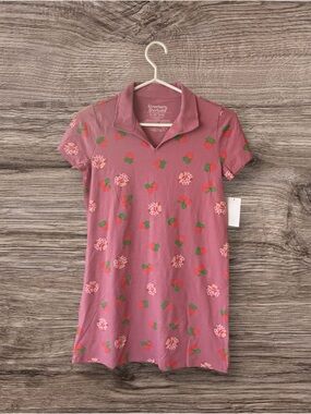 NEW Kid Girl's Pink Strawberry Shortcake Polo Dress Size XL (14) Preppy Casual